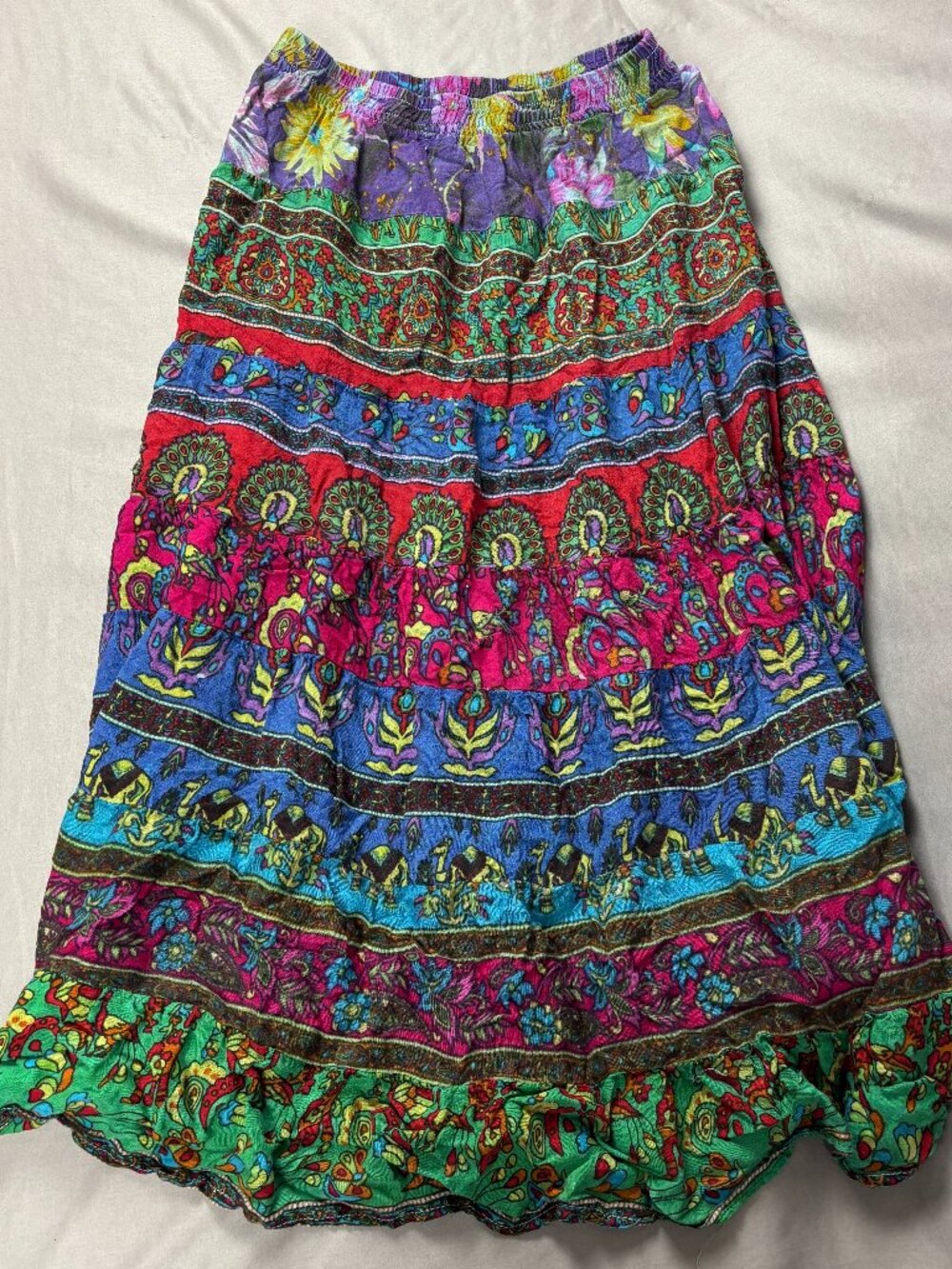 Mexicali Blues Tiered Womens Skirt L Y2K Boho Gypsy Festival Hippie VNTG Nepal